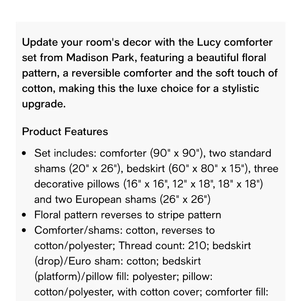 Madison Park 8 piece (no red pillow) Queen reversible duvet set